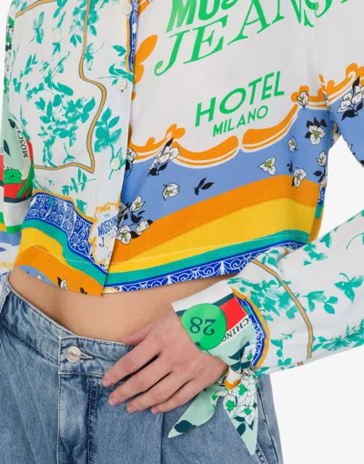 Moschino Shirt In Crêpe Scarf Print In White