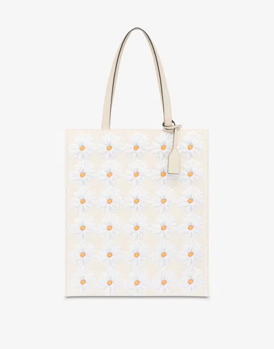 Moschino Floral Patch Tote Bag In White