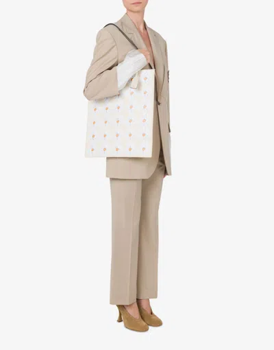 Moschino Floral Patch Tote Bag In White