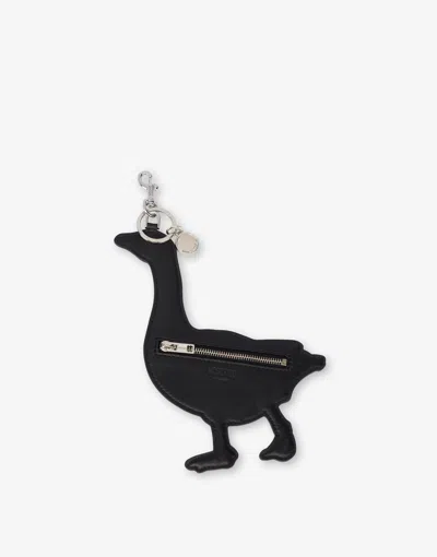 Moschino Goose Pattern Keychain In White
