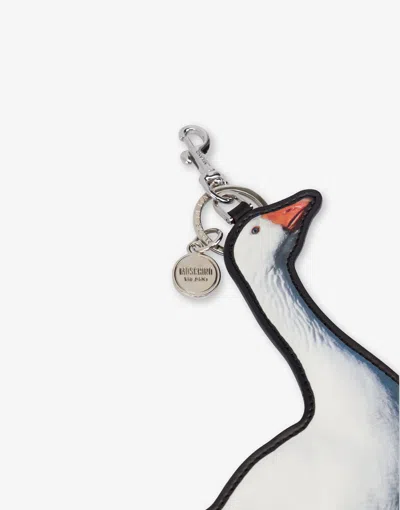 Moschino Goose Pattern Keychain In White