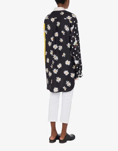 Moschino Oversized Mixed Print French Collar Long Sleeves In Multicolor