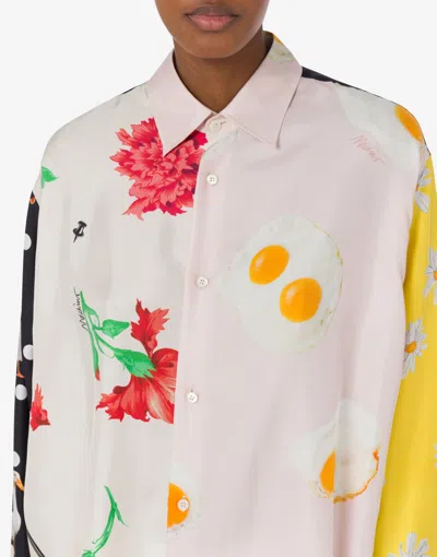 Moschino Oversized Mixed Print French Collar Long Sleeves In Multicolor