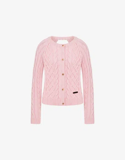 Moschino Organic Cotton Blend Cardigan In Pink