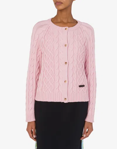 Moschino Organic Cotton Blend Cardigan In Pink