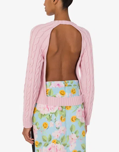 Moschino Organic Cotton Blend Cardigan In Pink