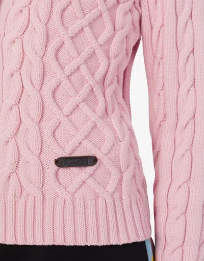 Moschino Organic Cotton Blend Cardigan In Pink