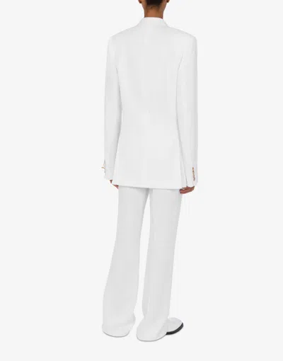 Moschino Double-breasted Linen Jacket In White