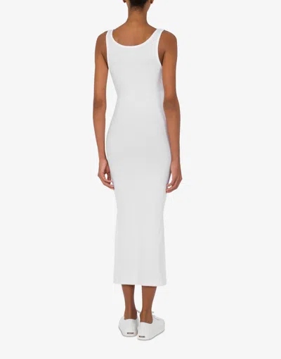 Moschino Open Back Midi Dress With Layered Ribbed Texture In White