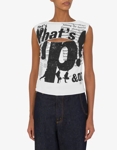 Moschino Graphic Print T-shirt With Cut-out Details In White