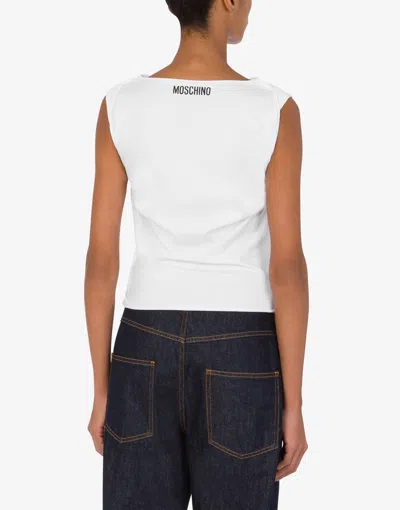 Moschino Graphic Print T-shirt With Cut-out Details In White