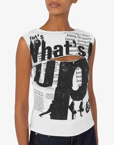 Moschino Graphic Print T-shirt With Cut-out Details In White
