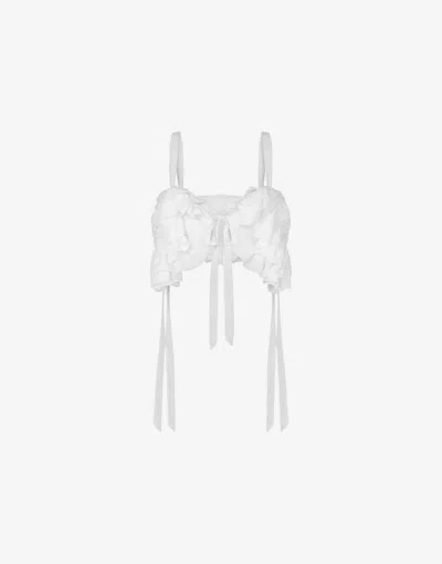 Moschino Couture Cotton And Silk Voile Crop Top In White