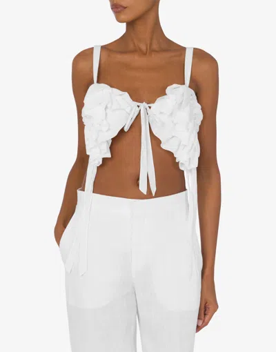 Moschino Couture Cotton And Silk Voile Crop Top In White