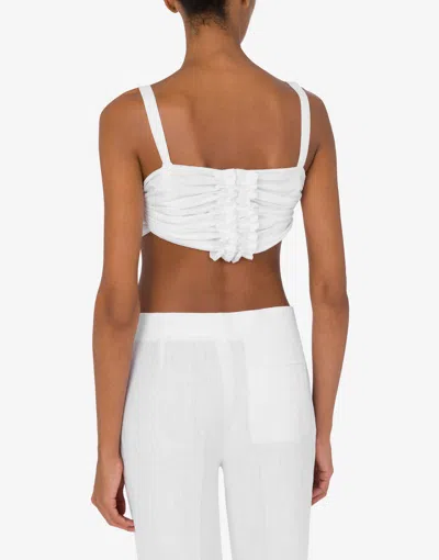 Moschino Couture Cotton And Silk Voile Crop Top In White