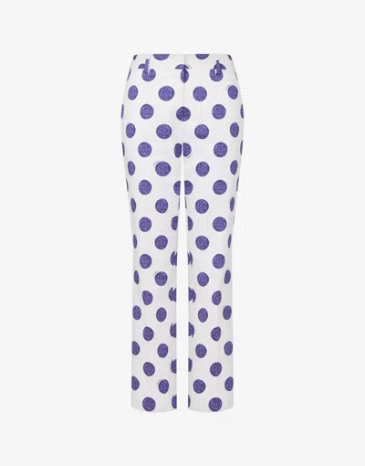 Moschino Stretch Satin Pants Biro Polka Dots In White