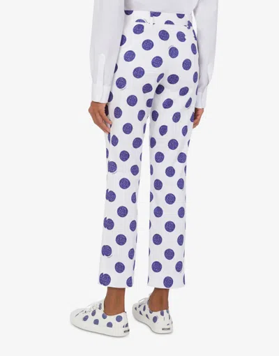 Moschino Stretch Satin Pants Biro Polka Dots In White