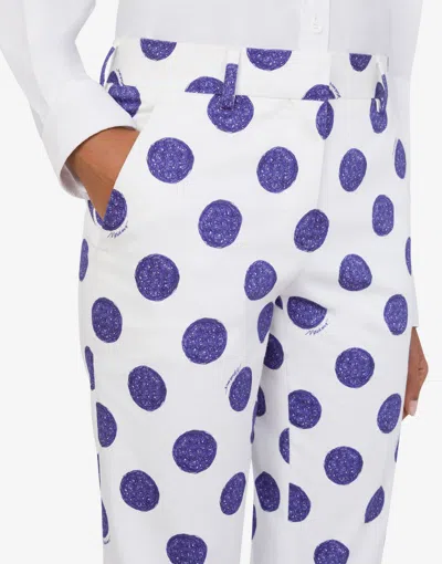 Moschino Stretch Satin Pants Biro Polka Dots In White