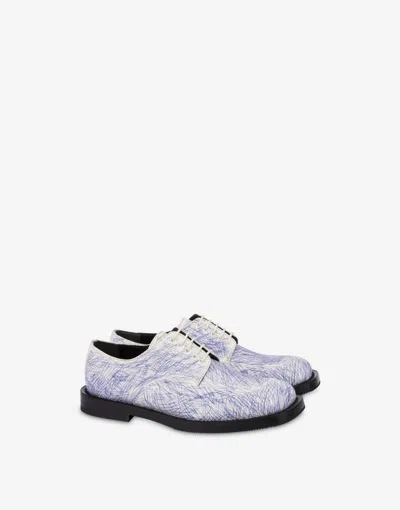 Moschino Derby In Printed Canvas In Multi