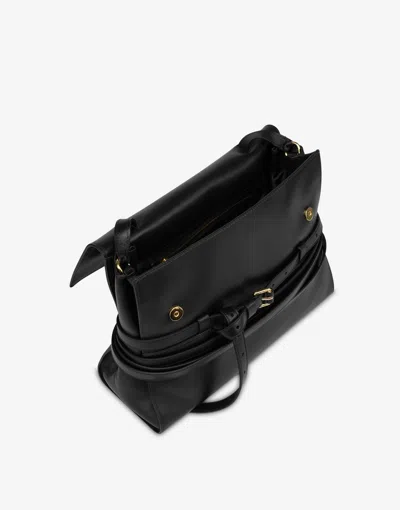 Moschino Tie Me Nappa Leather Tote Bag In Black