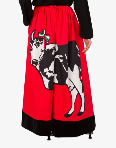 Moschino Cotton Gabardine Skirt Archive In Red