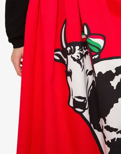 Moschino Cotton Gabardine Skirt Archive In Red