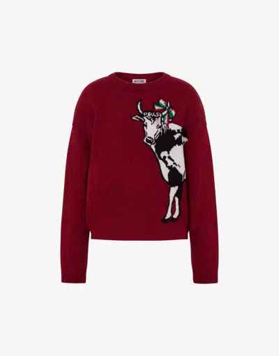 Moschino Shetland Wool Pullover Archive In Red