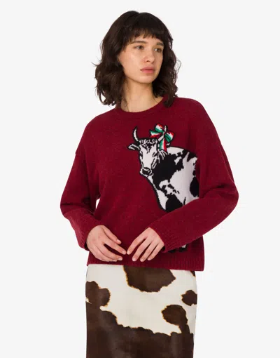 Moschino Shetland Wool Pullover Archive In Red