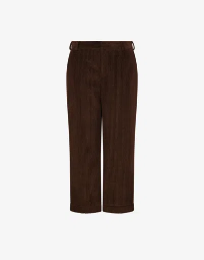 Moschino Corduroy Ribbed Trousers Rolled Hem In Brown