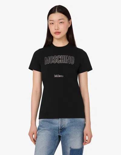 Moschino Short Sleeve Crew Neck Top In Black