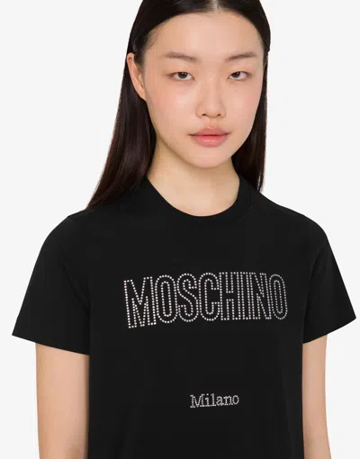 Moschino Short Sleeve Crew Neck Top In Black