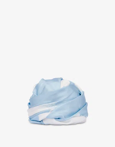 Moschino Silk Twill Turban Archive Clouds In Blue