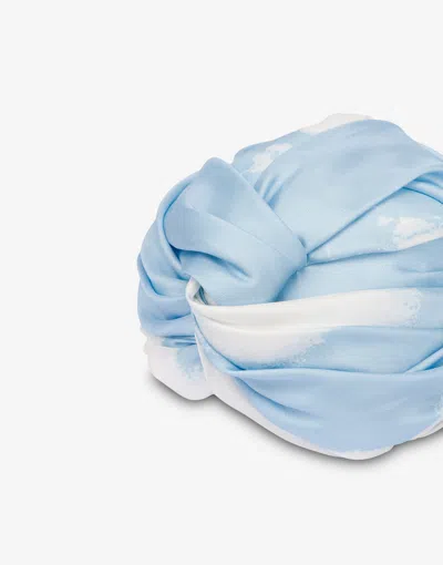 Moschino Silk Twill Turban Archive Clouds In Blue