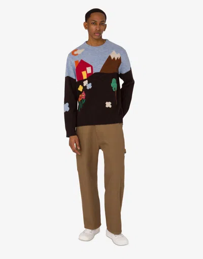 Moschino Wool Crew Neck Sweater With Graphic Design In Multi