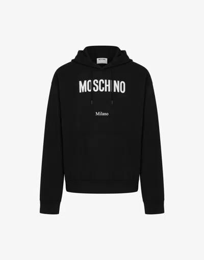 Moschino Cotton Hoodie With Drawstrings And Kangaroo Pocket In Black
