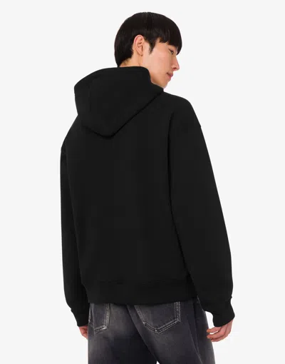 Moschino Cotton Hoodie With Drawstrings And Kangaroo Pocket In Black