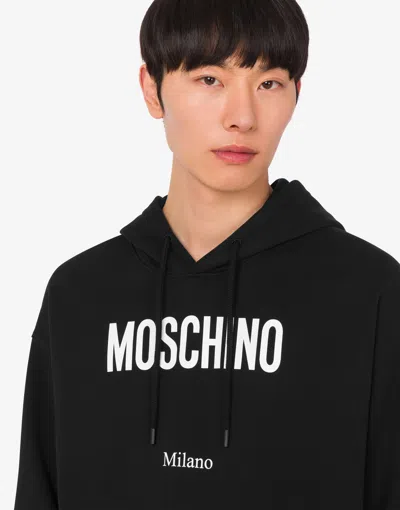 Moschino Cotton Hoodie With Drawstrings And Kangaroo Pocket In Black