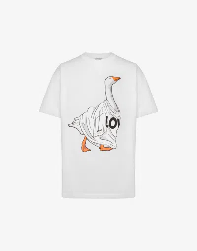 Moschino Organic Cotton Jersey T-shirt Goose In White