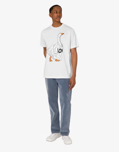 Moschino Organic Cotton Jersey T-shirt Goose In White