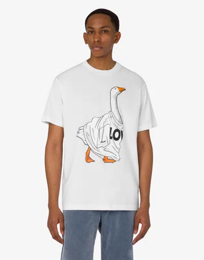 Moschino Organic Cotton Jersey T-shirt Goose In White