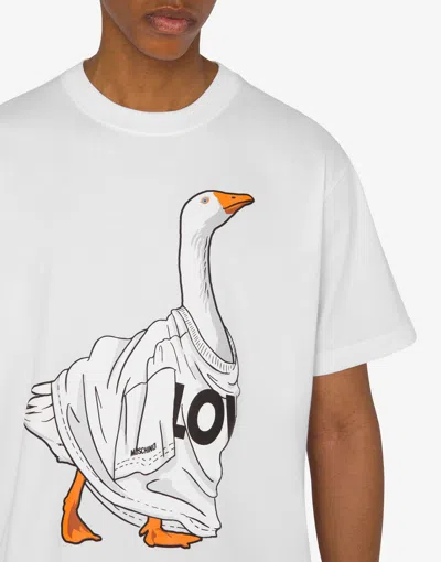 Moschino Organic Cotton Jersey T-shirt Goose In White