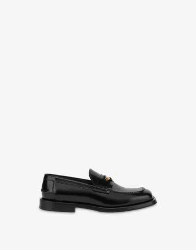 Moschino Classic Penny Loafer With Stacked Heel In Black