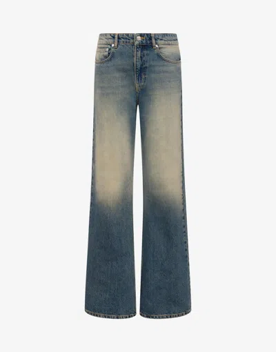 Moschino Cotton Denim Flare Pants In Blue