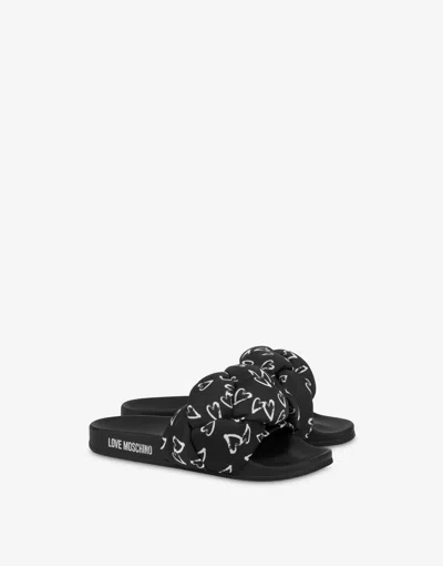 Love Moschino Pool Slides With Print In Black