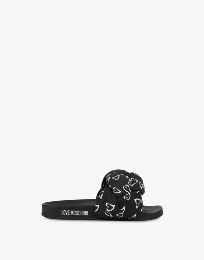 Love Moschino Pool Slides With Print In Black
