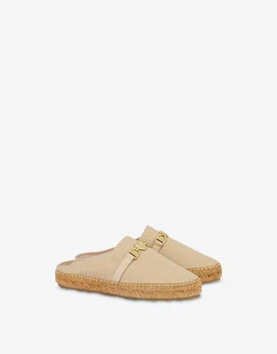 Love Moschino Sabot Espadrilles In Canvas With Horsebit In Neutral