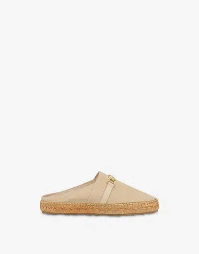 Love Moschino Sabot Espadrilles In Canvas With Horsebit In Neutral