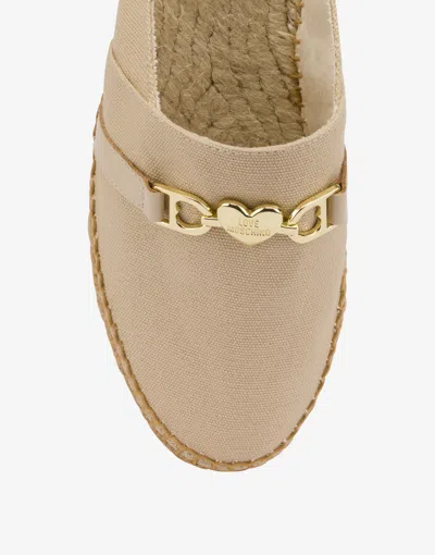 Love Moschino Sabot Espadrilles In Canvas With Horsebit In Neutral
