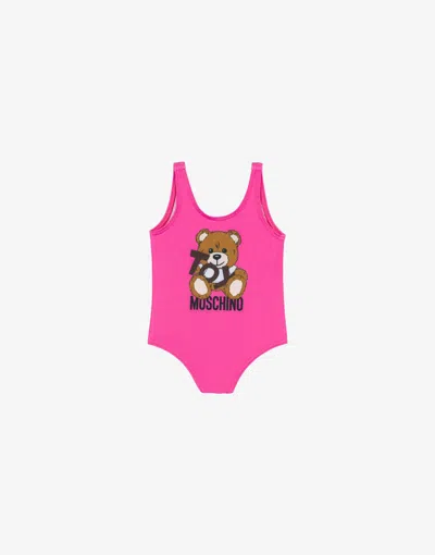 Moschino Lycra One-piece Swimsuit Teddy Bear In Pink