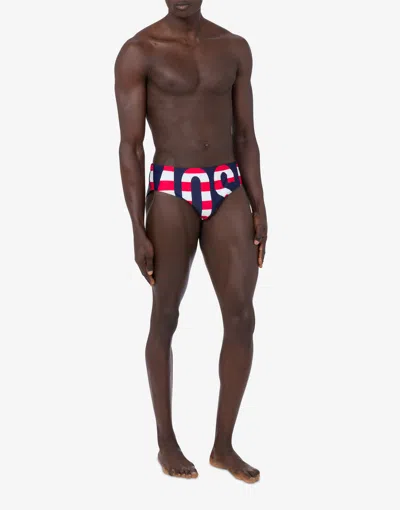 Moschino Swim Slip Striped Lettering Logo In Multi